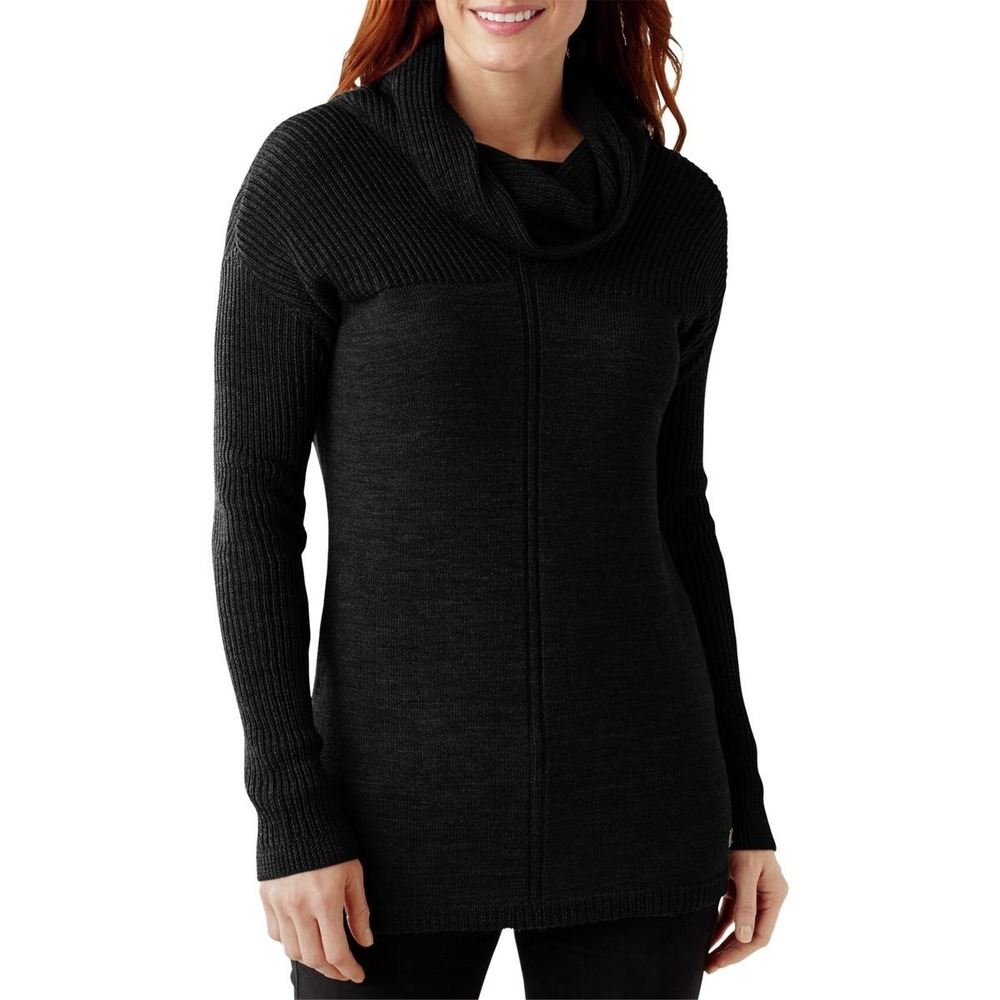 Smartwool | Larkslope Tunic Small Black 100% Merino Wool Cowl Neck Sweater